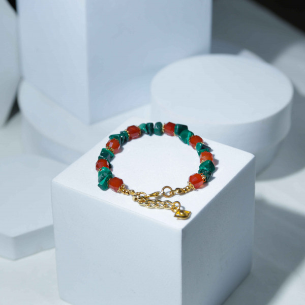 Red and Green Gemstone Bracelet